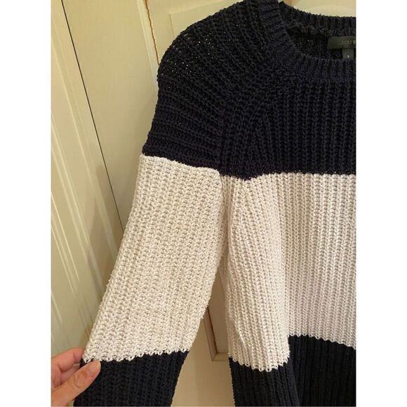 J.Crew Navy White Striped Chunky Sweater size small - Picture 3 of 5